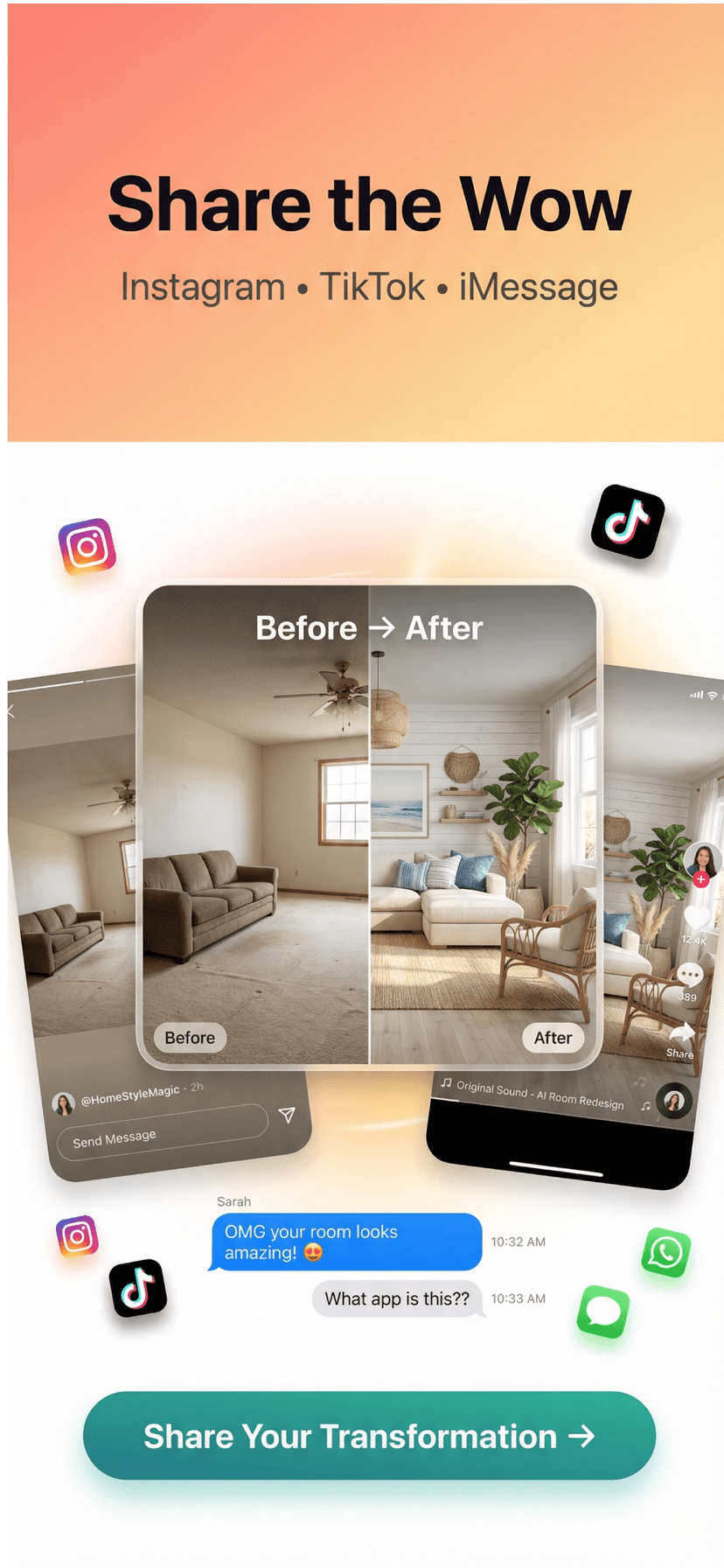Share your room transformations on Instagram, TikTok, iMessage