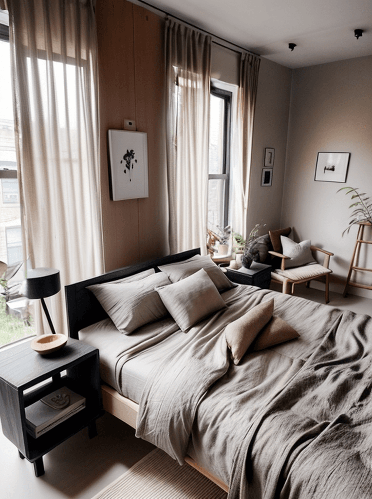 Japandi AI redesign of the same sample bedroom